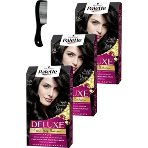 Palette Deluxe Saç Boyası 1-0 Siyah x 3 Adet + Saç Açıcı Tarak