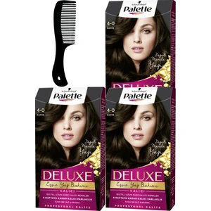 Palette Deluxe Saç Boyası 4-0 Kahve x 3 Adet + Saç Açıcı Tarak