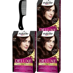 Palette Deluxe Saç Boyası 4-68 Koyu Kestane x 3 Adet + Saç Açıcı Tarak