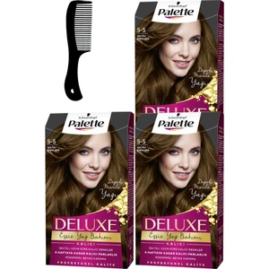 Palette Deluxe Saç Boyası 5-5 Işıltılı Çikolata x 3 Adet + Saç Açıcı Tarak