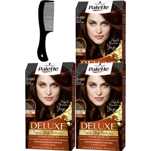 Palette Deluxe Yoğun Renkler Saç Boyası 5-680 Altın Kestane x 3 Adet + Saç Açıcı Tarak