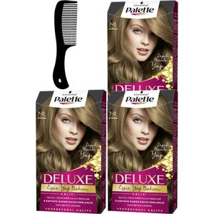 Palette Deluxe Saç Boyası 7-0 Kumral x 3 Adet + Saç Açıcı Tarak