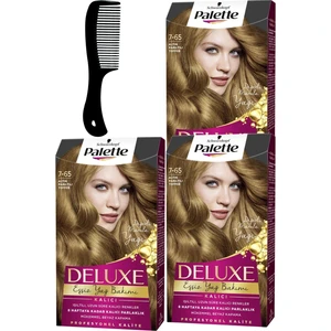 Palette Deluxe Saç Boyası 7-65 Altın Parıltılı Toffee x 3 Adet + Saç Açıcı Tarak