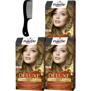 Palette Deluxe Yoğun Renkler Saç Boyası 8-01 Küllü Açık Kumral x 3 Adet + Saç Açıcı Tarak