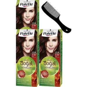 Palette Kalıcı Doğal Renkler Saç Boyası 3-68 Kızıl Çikolata x 3 Adet + Saç Açıcı Tarak