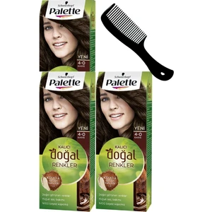 Palette Kalıcı Doğal Renkler Saç Boyası 4-0 Kahve x 3 Adet + Saç Açıcı Tarak