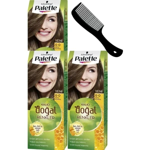 Palette Kalıcı Doğal Renkler Saç Boyası 6-0 Koyu Kumral x 3 Adet + Saç Açıcı Tarak