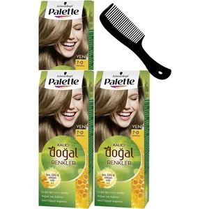Palette Kalıcı Doğal Renkler Saç Boyası 7-0 Kumral x 3 Adet + Saç Açıcı Tarak
