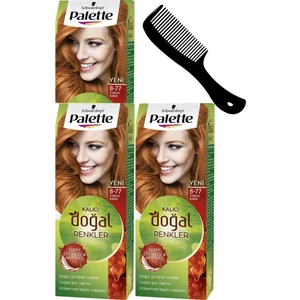 Palette Kalıcı Doğal Renkler Saç Boyası 8-77 Tarçın Bakır x 3 Adet + Saç Açıcı Tarak