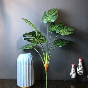 Yapay Çiçek Monstera Yaprağı Yeşil Renk 7 Başlı 7 Kafalı Yapay Yaprak