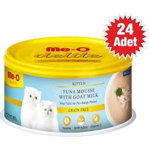 Me-O Delite Tahılsız Keçi Sütlü Ton Balıklı Ezme Yavru Kedi Konservesi 80 gr x 24
