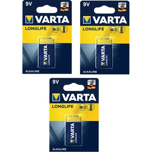 Longlife Alkaline Pil 9 V 3'lü