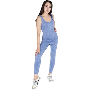 Fore Sport Kadın Mavi Melanj Seamless Dikişsiz Toparlayıcı Sporcu Atlet Alt Üst Fıtness Takımı