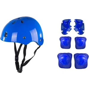 Yk Store Çocuk Scooter Bisiklet Kaykay Paten Kaskı Mavi ve 7 Parça Dizlik Dirseklik Set