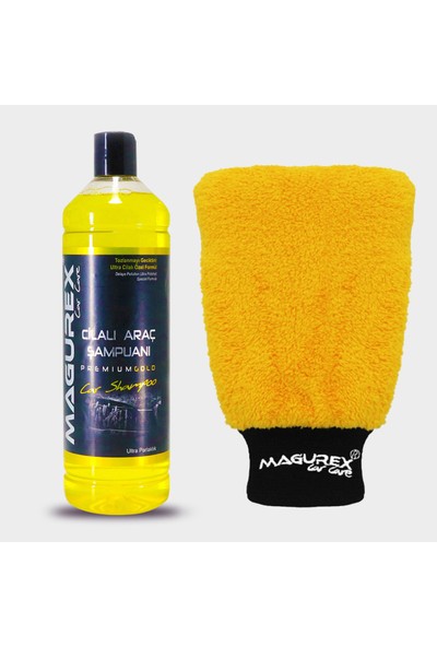 Magurex Premium Mikrofiber Araç Yıkama Wax Cila Eldiveni ve Cilalı Şampuan