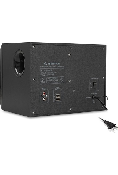 Rampage RMS-G8 2+1 25W Bluetooth +USB-SD-FM Rainbow Siyah Led Işıklı Oyuncu Ses Sistemi