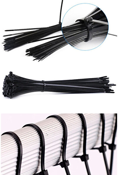 Xolo 100 Adet Siyah Plastik Kelepçe Cırt Kablo 2.5 10CM Uzunluk