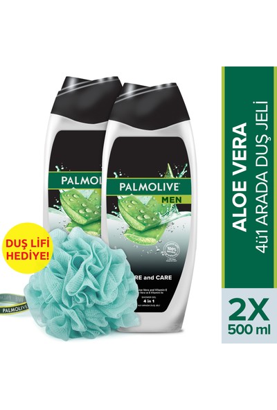 Palmolive Men Pure And Care Aloe Vera Ve E Vitamini İle Duş Jeli 500 Ml X 2 Adet + Duş Lifi Hediye