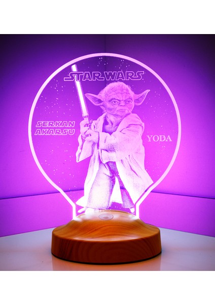 3D Star Wars Yoda Hediyesi Kişiye Özel 3 Boyutlu LED Lamba