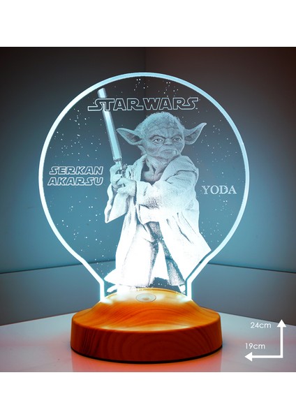 3D Star Wars Yoda Hediyesi Kişiye Özel 3 Boyutlu LED Lamba