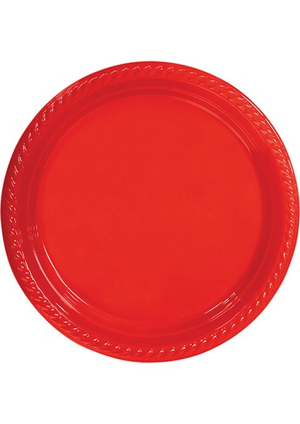 Plastik Tabak 26 cm - 25 Adet Kırmızı