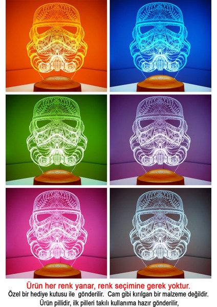 3D Star Wars Askeri Stormtrooper Hediyesi 3 Boyutlu LED Lamba