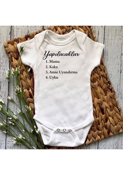 Yapılacaklar Listesi Baskılı Bebek Body Zıbın