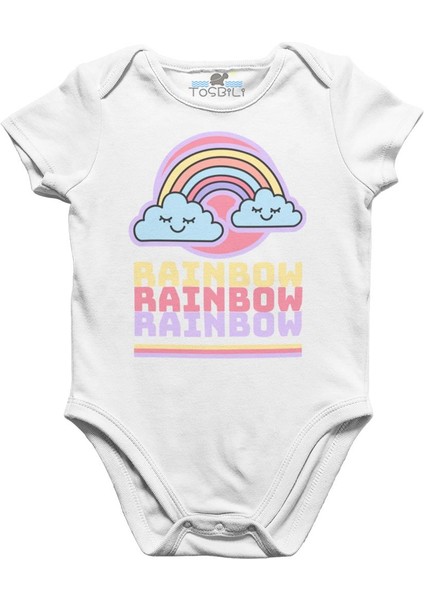 Purple Rainbow Beyaz Bebek Body