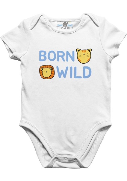 Born Wild Lion Beyaz Bebek Body