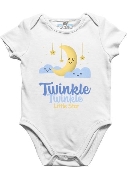 Twinkle Twinkle Moon Star Beyaz Bebek Body