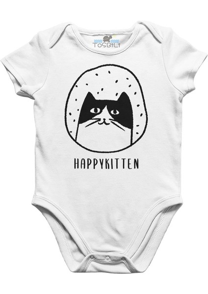 Happy Kitten Beyaz Bebek Body
