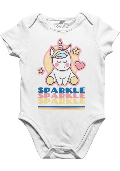Sparkle Unicorn Beyaz Bebek Body