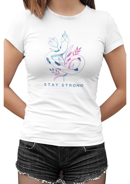Stay Strong Beyaz Bayan Tshirt