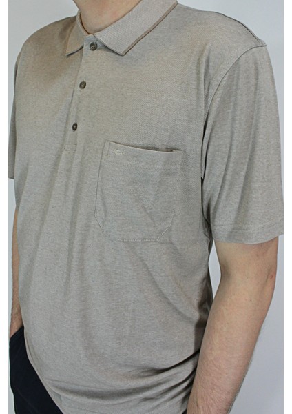 Erkek Petek Yaka Cepli Düz Baba T-Shirt modelleri
