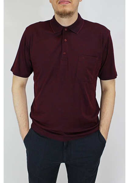 Erkek Petek Yaka Cepli Düz Baba T-Shirt