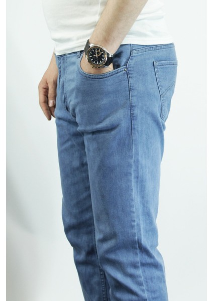Erkek Yüksek Bel Regular Fit Pamuklu Kot Pantolon