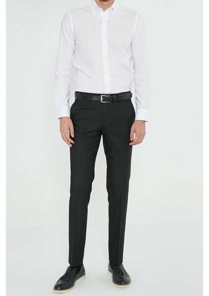 Erkek Klasik Kesim Siyah Kumaş Pantolon