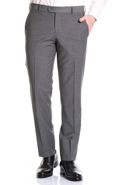 Erkek Klasik Kesim Gri Kumaş Pantolon