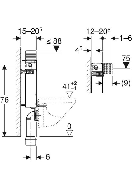 Asma Klozet Için Geberit Kombifix Elemanı, 82 Cm, Alpha Gömme Rezervuar ile 12 cm - 110.212.00.1