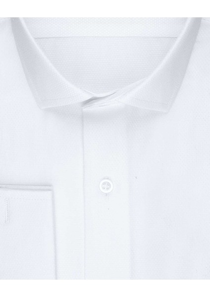 Slim Fit Armür Desenli Beyaz Erkek Gömlek fiyatları