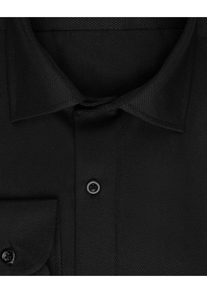 Slim Fit Armür Desenli Siyah Erkek Gömlek fiyatları