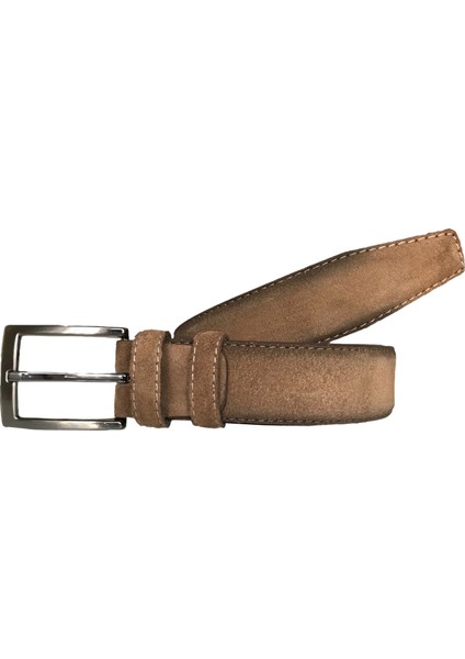 Süet Deri 2'li Set Klasik Kumaş Pantolon Kemeri; Siyah, Vizon 3,5 cm