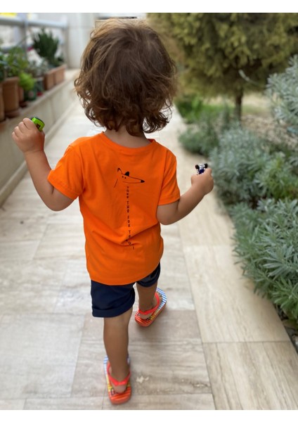 Unisex Turuncu Çocuk Sırt Baskılı Tişört fiyatları