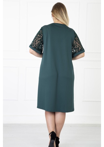 Kimono Kol Yeşil Büyük Beden Elbise 31B-1180 modelleri