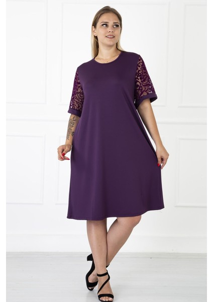 Kimono Kol Mor Büyük Beden Elbise 31B-1186 fiyatları