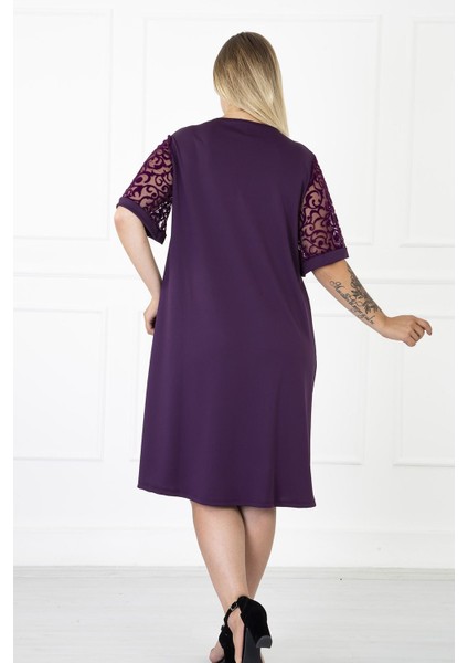 Kimono Kol Mor Büyük Beden Elbise 31B-1186 modelleri