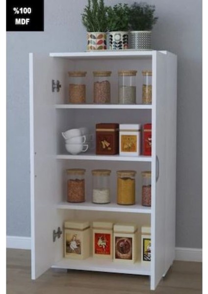 Tamamı Mdf Çok Amaçlı 4 Bölmeli 2 Kapaklı Dolap