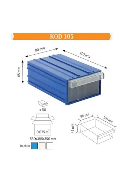 Sembol 105 Plastik Çekmeceli Kutu 110X170X65MM (20 Adet)