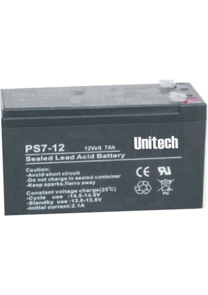 Unıtech 12V-7AH Bakımsız Kuru Akü