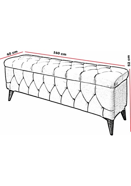 Sandıklı Puf Bench Puf 140 cm  Krem A+ Kalite